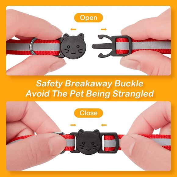 NEW Yellow Adult Reflective-Breakaway Cat Collar with Bell - Picture 3 of 6